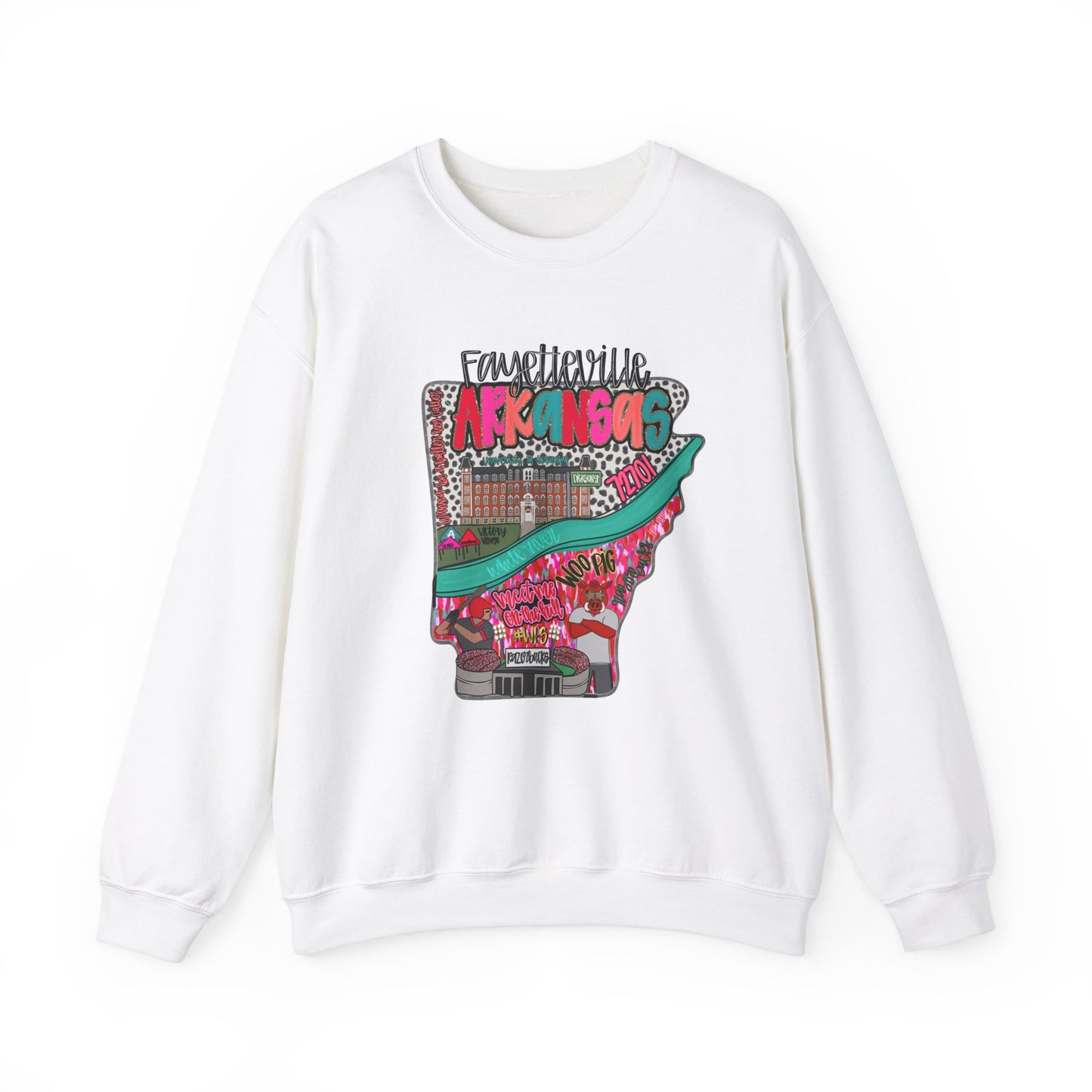 Arkansas Pink Crewneck Sweatshirt - Fayetville Little Rock Natural State Design